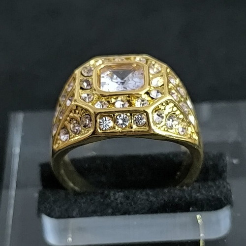 Men's Gold Tone Ring with White Stones new fashion jewelry