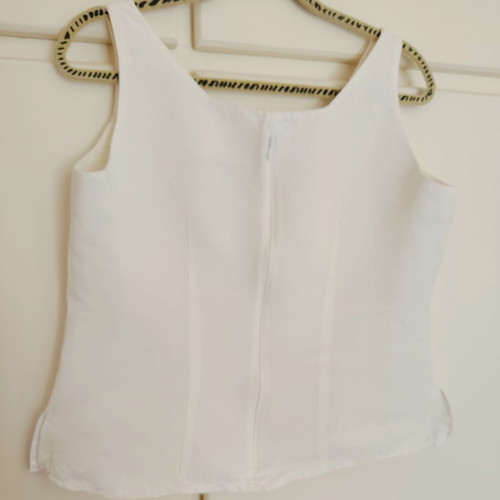 Vintage white sleeveless top linen viscose XL like new