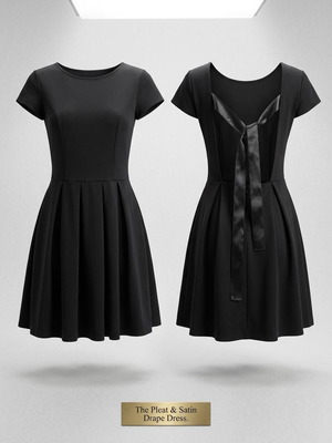 Pleat & Satin Drape Dress like new, size M
