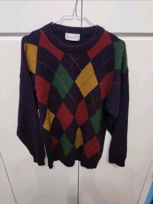 Wool sweater plaid used, multicolor