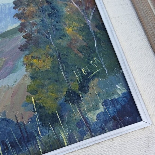 Vintage Scandinavian original oil painting on canvas
