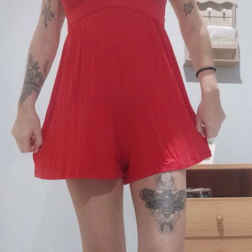 Red one-piece sexy with open bust like new