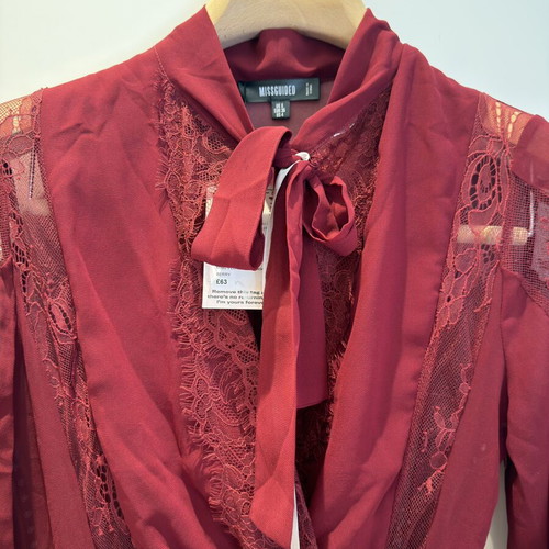Missguided burgundy lace dress new, size S M