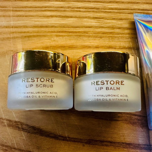 Revolution Skincare set primer, glow booster, lip balm and scrub new