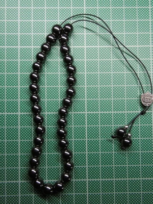 Handmade hematite worry beads with 33+2 beads and silver shield