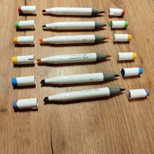 Ohuhu Honolulu Brush & Chisel Alcohol Markers set of 6 like new
