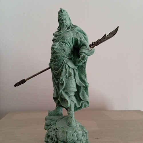 Collectible Guan Yu Statue with Metal Guan Dao Weapon, New