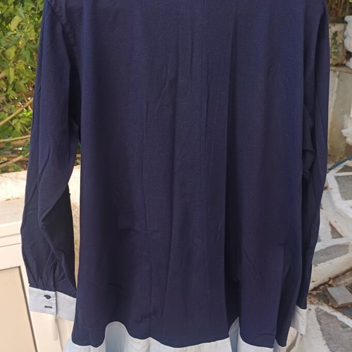 Nunu cotton shirt with integrated shirt, size S oversized, blue