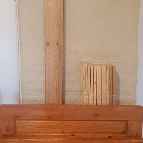 Single bed with mattress used, wooden large 2.15 x 1.15 m