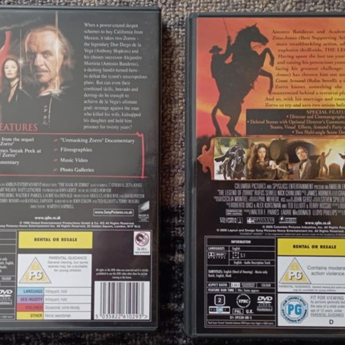 The Mask Of Zorro & The Legend Of Zorro DVD box set like new