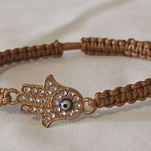 Women's bracelet with eye charm, brown