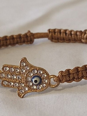 Women's bracelet with eye charm, brown