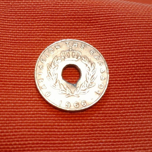 1966 pierced Greek drachma coin
