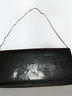 Black sequin clutch bag used, formal envelope style