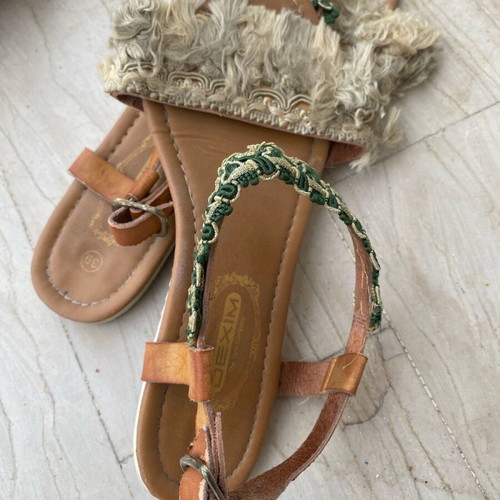 Dexim leather sandals handmade used size 39 beige