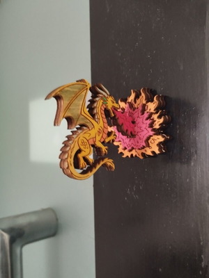 Wooden dragon decorative magnet, 10cm