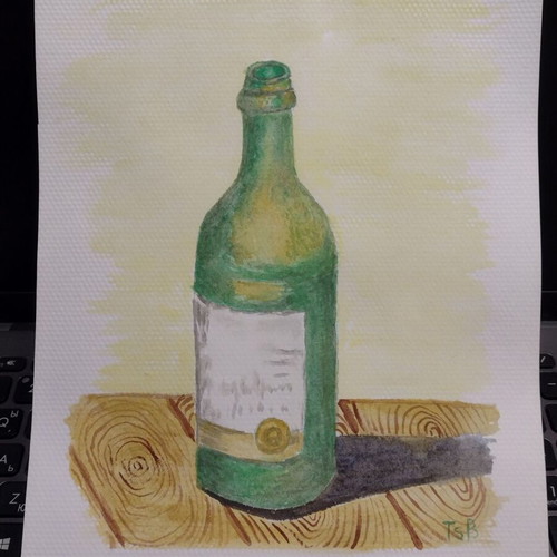 Watercolor painting new, bottle
