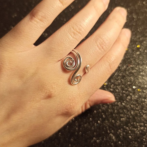 Boho spiral ring handmade from stainless steel, adjustable size