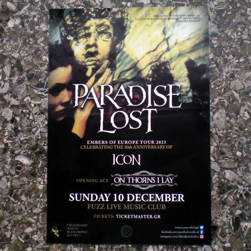 Paradise Lost promo poster used, concert 10.12.2023 at Fuzz Club