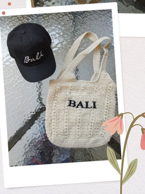 Boho Bali Set with Handmade Crochet Shoulder Bag and Black Joker Cap like new