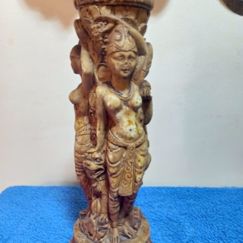 Decorative resin vase vintage with carved female figures used
