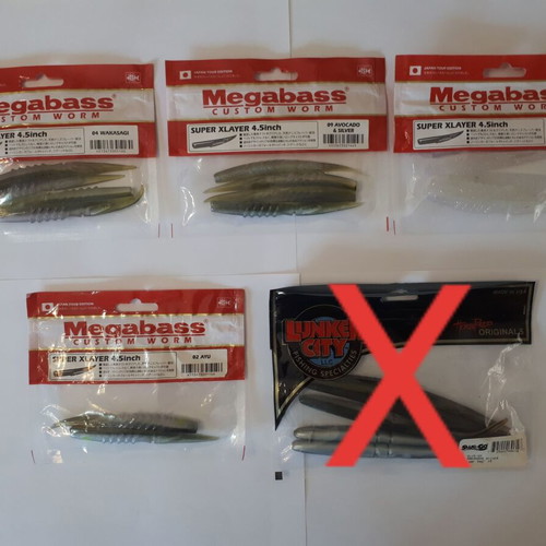 Megabass Super Xlayer 4.5 Inch Soft Baits New, Pack of 14