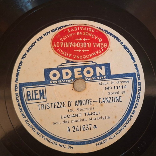Luciano Tajoli Odeon 78 RPM Gramophone Record used