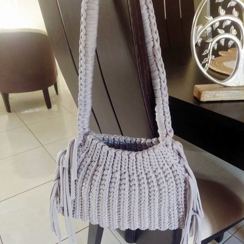 Boho handmade bag made of mako yarn, new