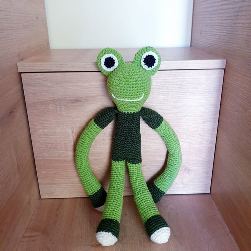 Amigurumi frog doll, handmade, soft cotton, hypoallergenic filling