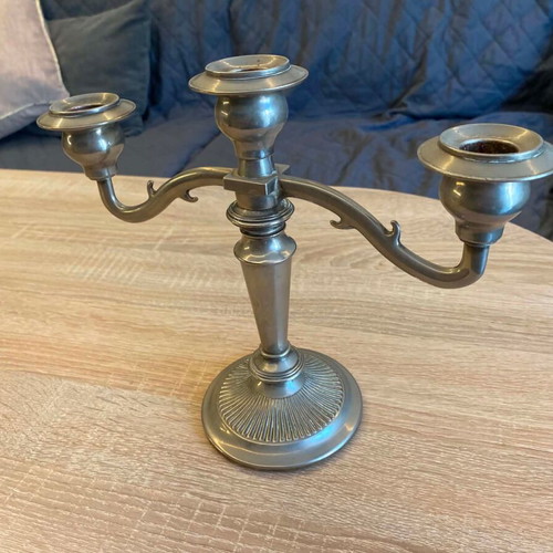 Pair of metal three-arm candlesticks like new, 30x24cm