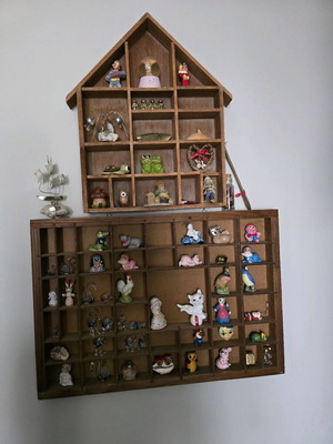 Decorative wooden constructions with miniatures used