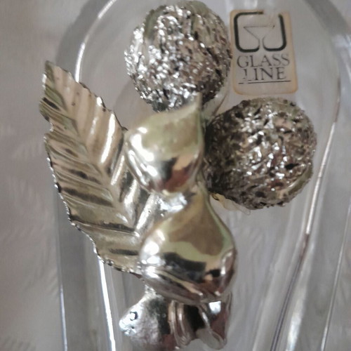 Glass perfume bottle glass line with pewter decoration like new