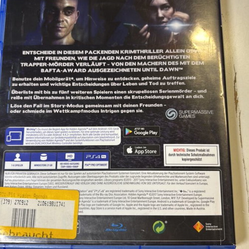 Hidden Agenda PS4 used