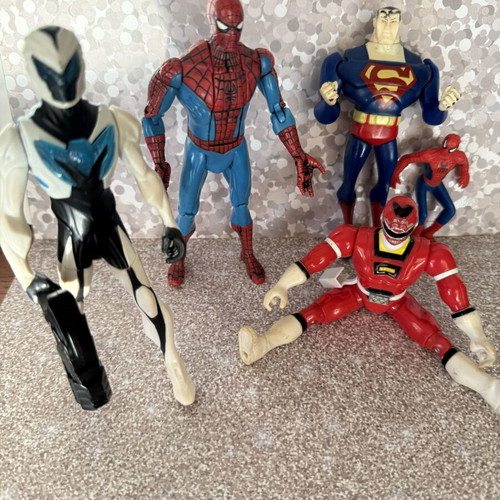 Set of 5 Action Figures Spiderman Superman Power Rangers Max Steel like new