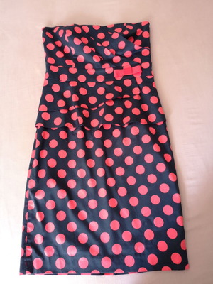 Dress black with red polka dots new, size XS