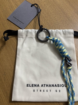 Elena Athanasiou Street 52 paracord keychain accessory, blue and yellow