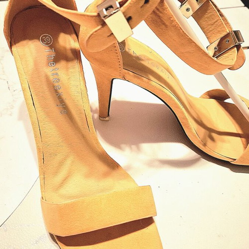 Trendyol yellow suede sandals size 39 new