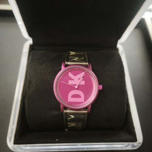 DKNY Pink Transparent Strap Watch NY-2809, full set
