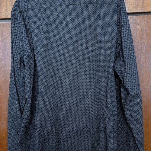Oxford Company men's shirt XL slim, dark grey blue micro pattern, button-down collar