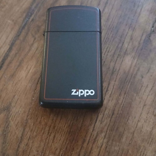 Zippo Classic Black Matte lighter used with red outline small size