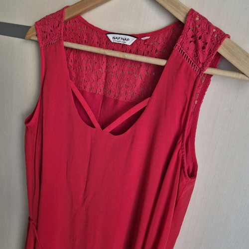 Naf Naf red dress with lace like new, size 38
