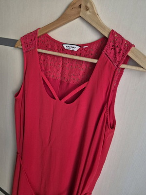 Naf Naf red dress with lace like new, size 38