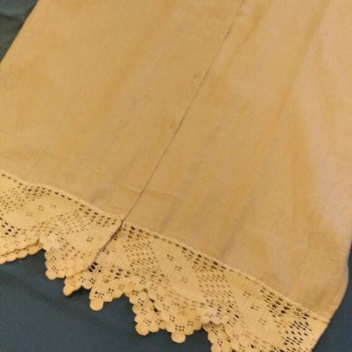 Women's linen long vest like new with handmade lace collar