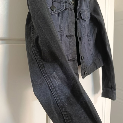Black denim jacket for girls 13-14 H&M like new with fading