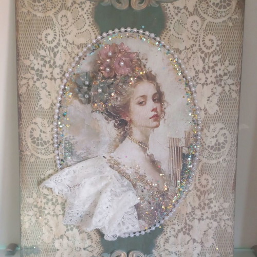 Decorative handmade decoupage painting on MDF, 30x40 cm