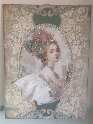 Decorative handmade decoupage painting on MDF, 30x40 cm
