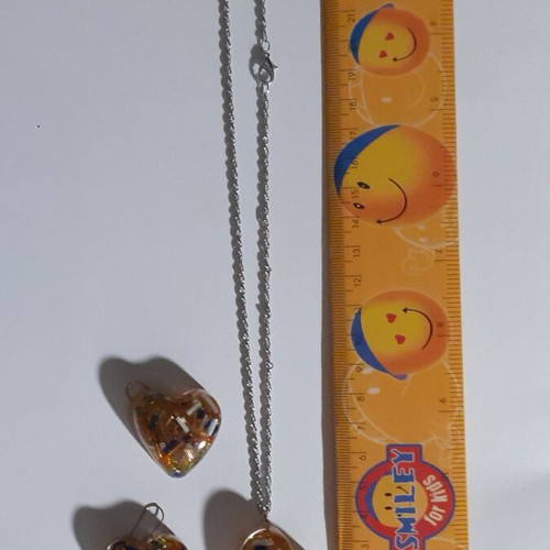 Set of 4 handmade jewelry sets with heart and square shapes, multicolor