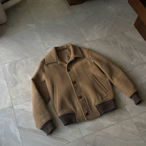 ZARA wool bomber jacket, size small, beige and brown