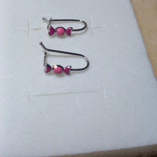 Silver 925° earrings with pink enamel candy design new