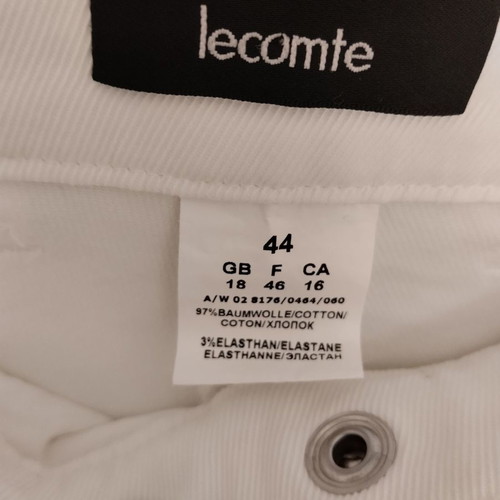 Lecomte white pants new, size 44, cotton blend